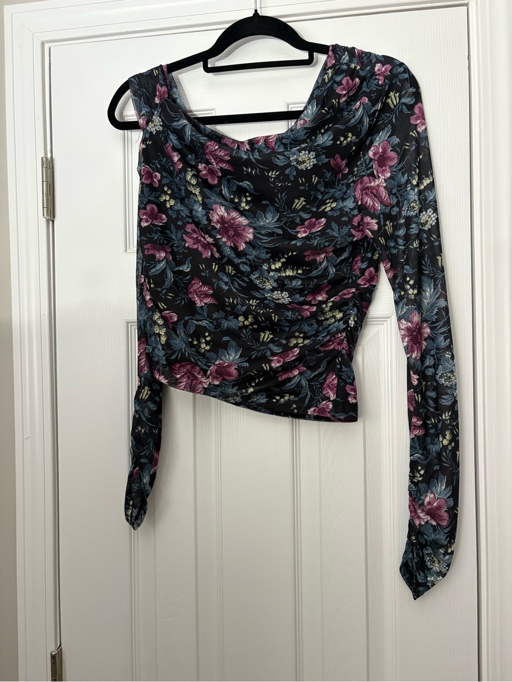 NWT By Anthropologie Mesh Long Sleeve Asymmetric Top - Picture 5 of 6